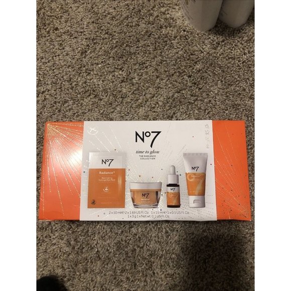 No7 Time to Glow Radiance+ Collection Gift Set + 1 Full Size Eye Cream. Both NEW